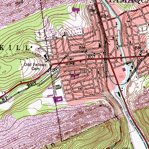 Topographic Map of Tamaqua Area Junior High School, PA
