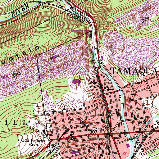 Topographic Map of Tamaqua Elementary School, PA