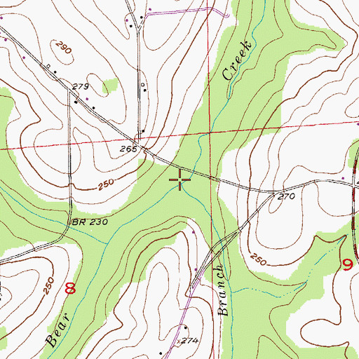 Topographic Map of Jack Ward Branch, AL