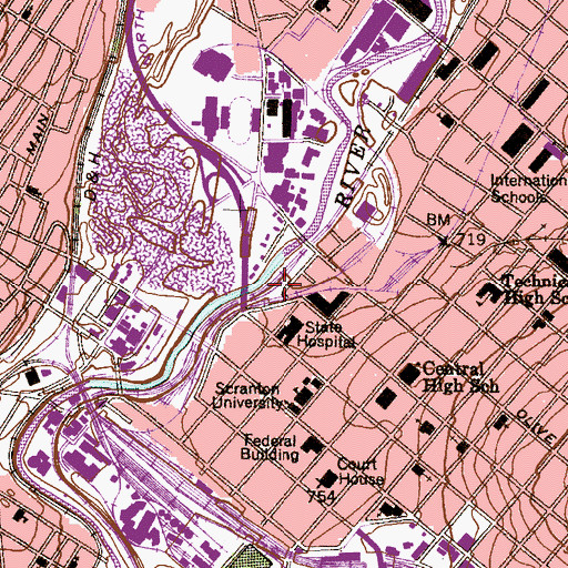Topographic Map of Pine Brook Shaft, PA