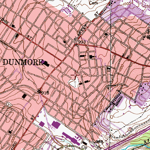 Topographic Map of Biglin Shaft, PA