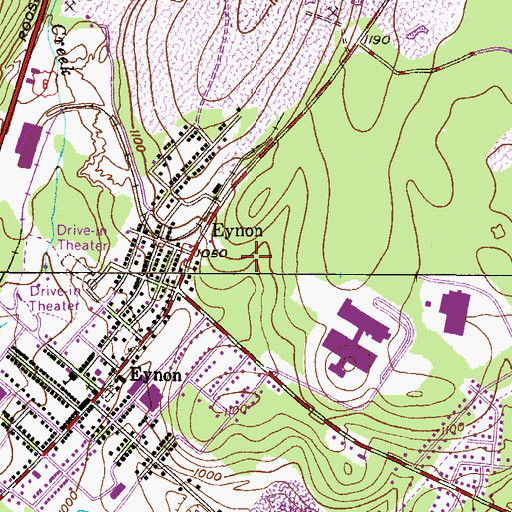 Topographic Map of Eaton Colliery (historical), PA