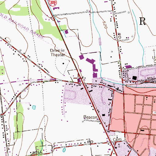 Topographic Map of Trainers Shopping Center, PA