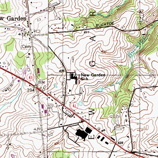Topographic Map of New Garden Elementary School, PA