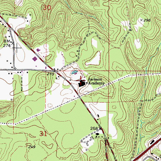 Topographic Map of Jackson Academy, AL
