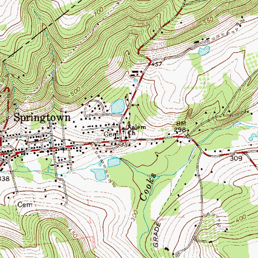 Topographic Map of Salem Church, PA