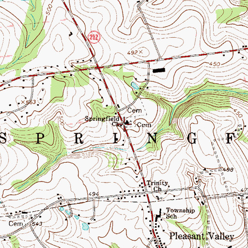 Topographic Map of Springfield, PA