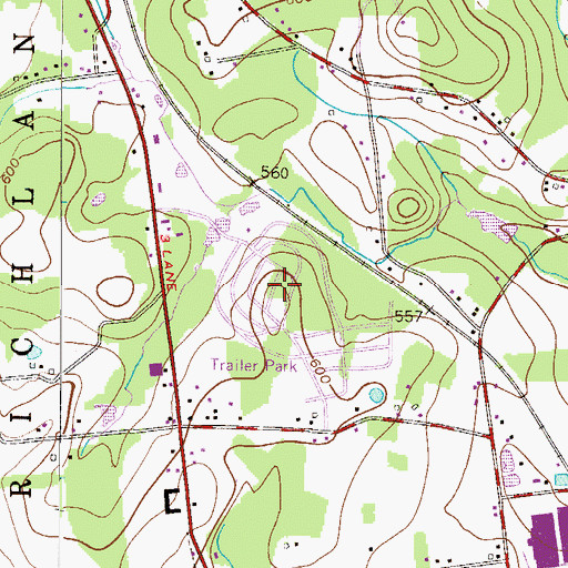 Topographic Map of Melody Lakes Trailer Park, PA