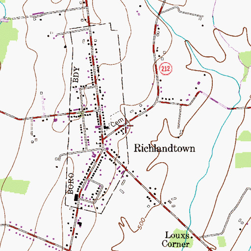 Topographic Map of Richlandtown Elementary School, PA
