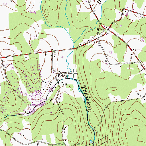 Topographic Map of Sheards Mill Covered Bridge, PA