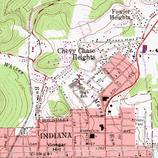 Topographic Map of Indiana Area Junior High School, PA