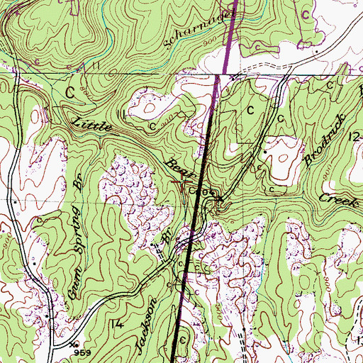 Topographic Map of Jackson Branch, AL