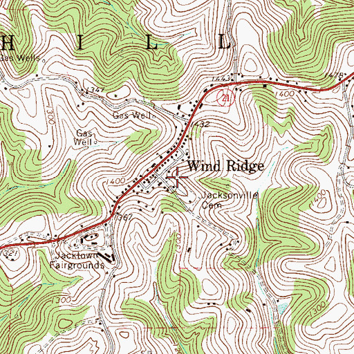 Topographic Map of Jacksonville, PA