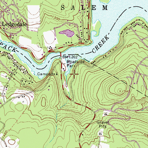 Topographic Map of Ledgedale Recreation Area and Boat Launch, PA