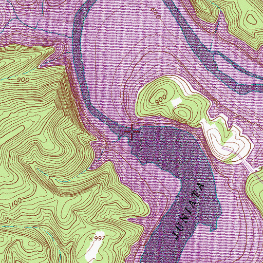 Topographic Map of Old Raystown Dam, PA