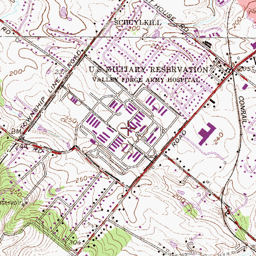 Topographic Map of Valley Forge Christian College, PA