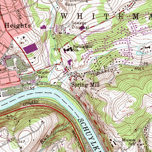 Topographic Map of Spring Mill County Park, PA