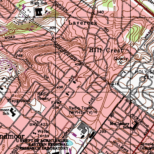 Topographic Map of Seven Dolars School, PA