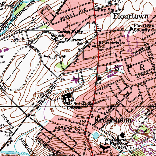 Topographic Map of Saint Josephs School for Girls, PA
