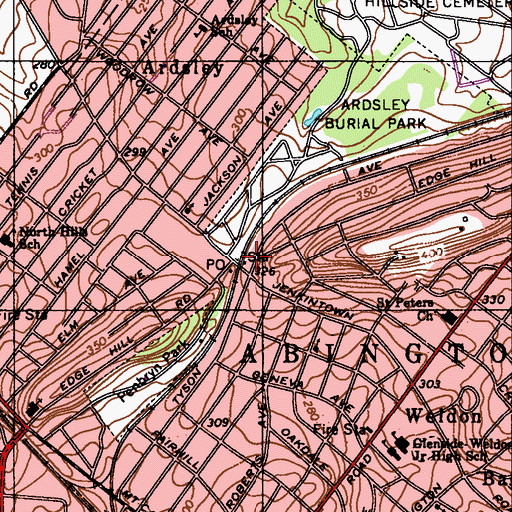 Topographic Map of Ardsley Station, PA