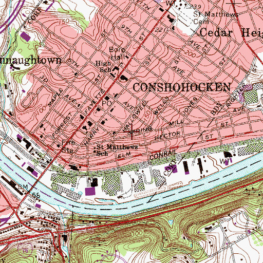 Topographic Map of Saint Marys Catholic Church, PA