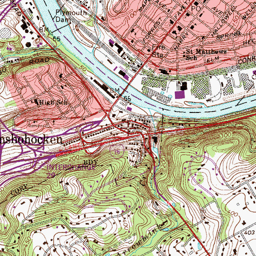 Topographic Map of Conshohocken Station, PA