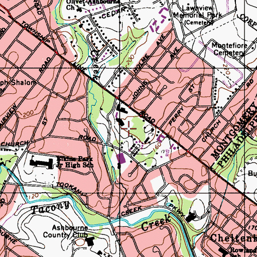 Topographic Map of Chelbourne Plaza, PA
