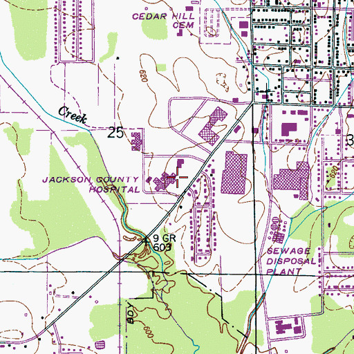 Topographic Map of Highlands Medical Center, AL