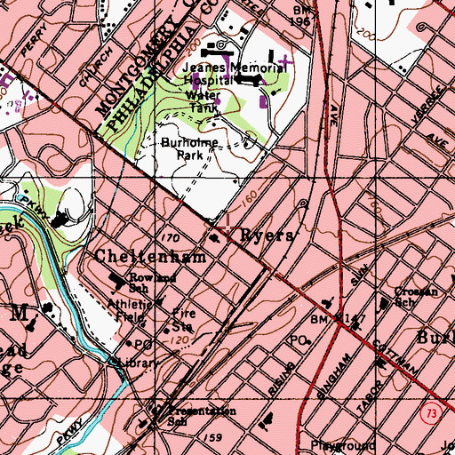 Topographic Map of Saint Aiden Episcopal Church, PA