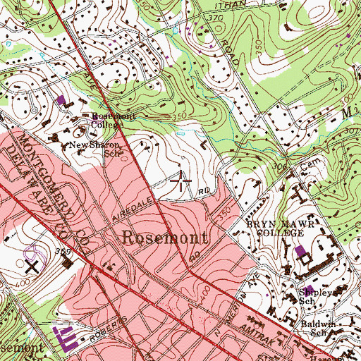 Topographic Map of Rosemont Park, PA