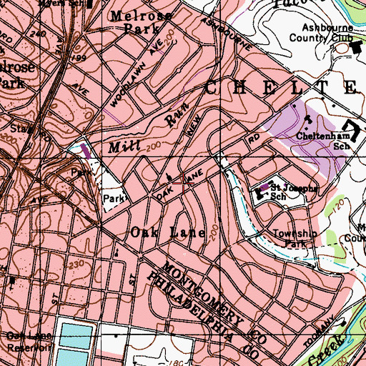 Topographic Map of Melrose Carmel Presbyterian Church, PA