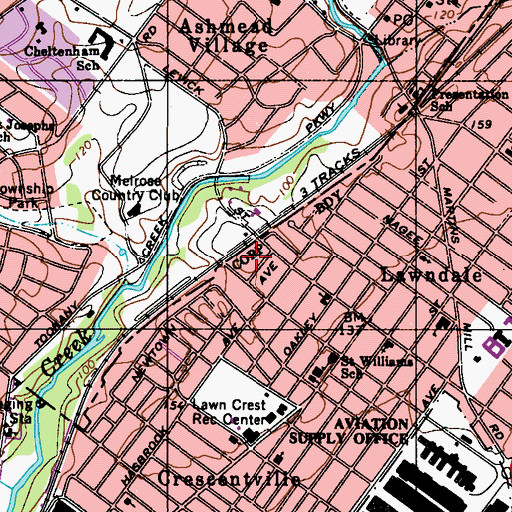 Topographic Map of Lawndale Station, PA