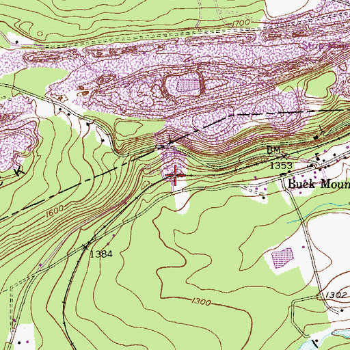 Topographic Map of Buck Mountain Colliery (historical), PA