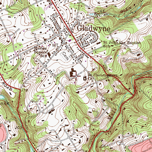 Topographic Map of Gladwyne Elementary School, PA
