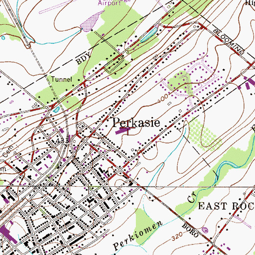 Topographic Map of Perkasie Elementary School, PA