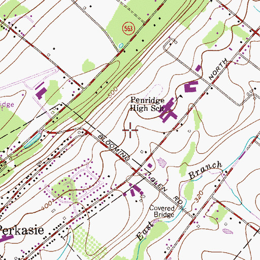 Topographic Map of Upper Pennridge High School, PA