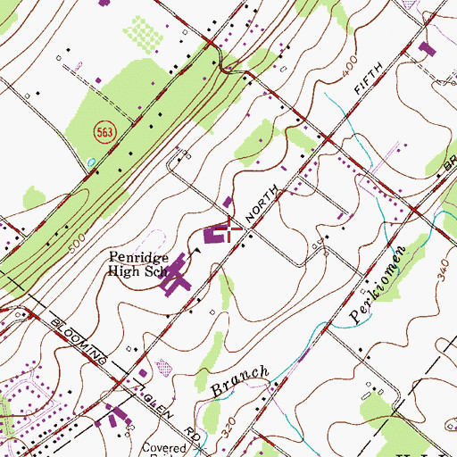 Topographic Map of Pennridge Central Junior High School, PA