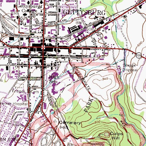 Topographic Map of Keefauver Elementary School, PA