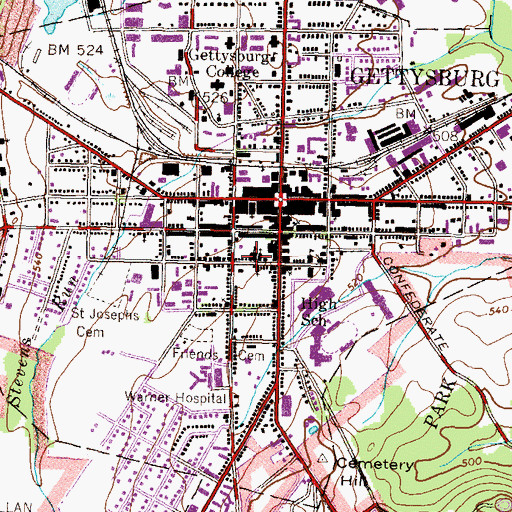 Topographic Map of Saint Francis Xavier School, PA