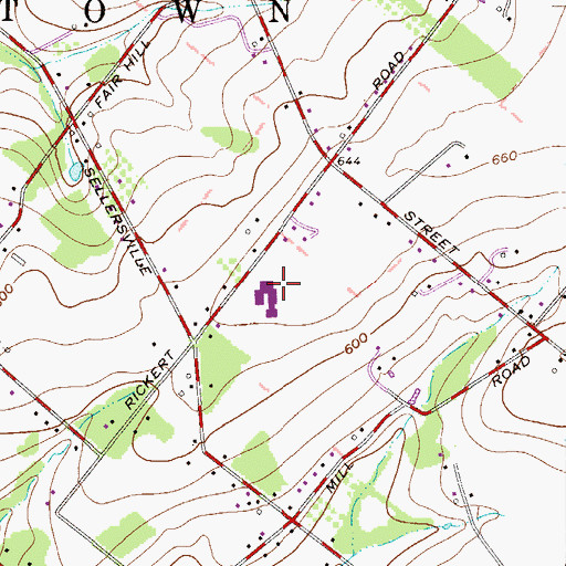 Topographic Map of John M Grasse Elementary School, PA