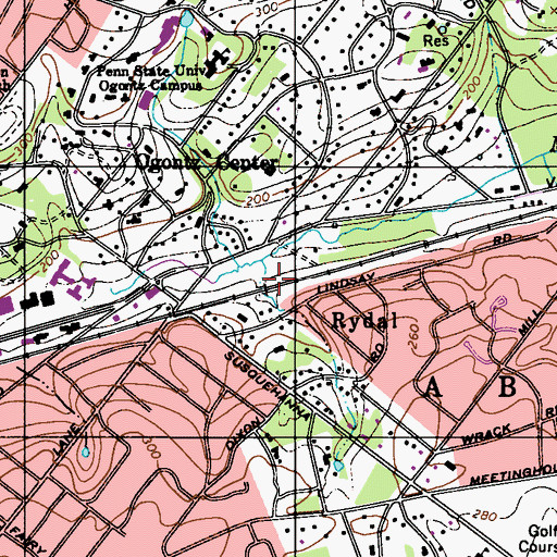 Topographic Map of Rydal Station, PA