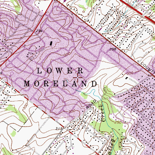 Topographic Map of Lower Moreland Park, PA
