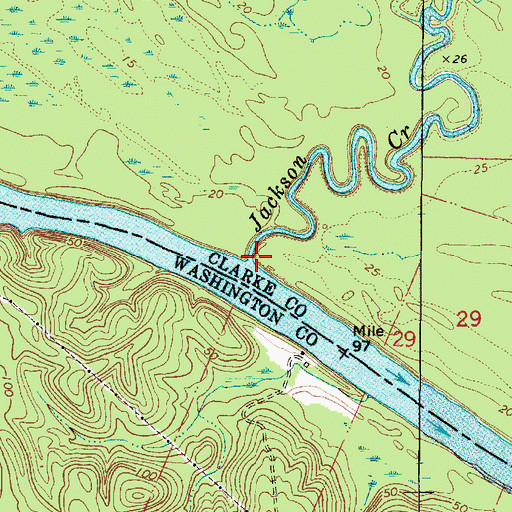 Topographic Map of Jackson Creek, AL