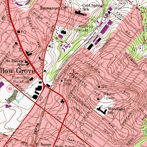 Topographic Map of Memorial Park, PA