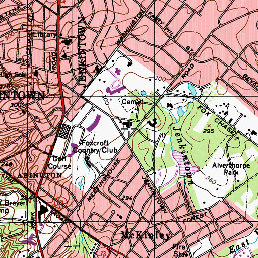 Topographic Map of Abington Friends School, PA