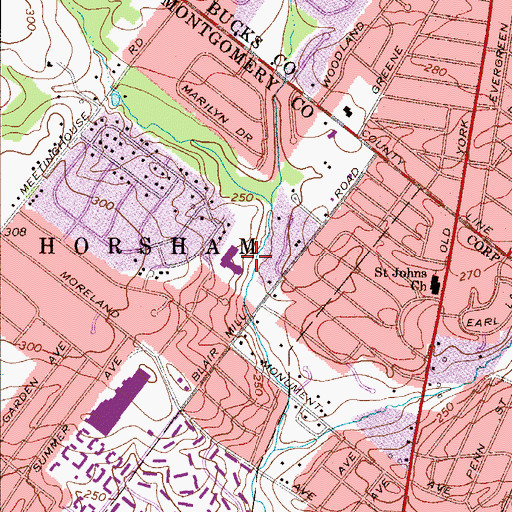 Topographic Map of Blair Mill Elementary School, PA