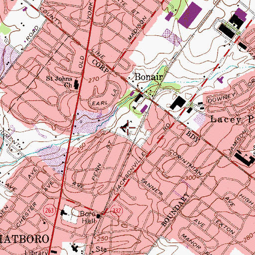 Topographic Map of Crooked Billet Elementary School, PA