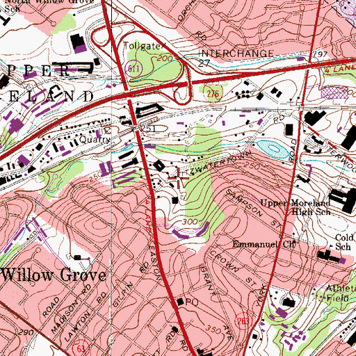 Topographic Map of North Grove Shopping Center, PA