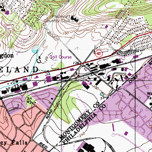Topographic Map of Philmont Station, PA