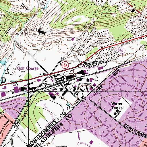 Topographic Map of Philmont Industrial Park, PA